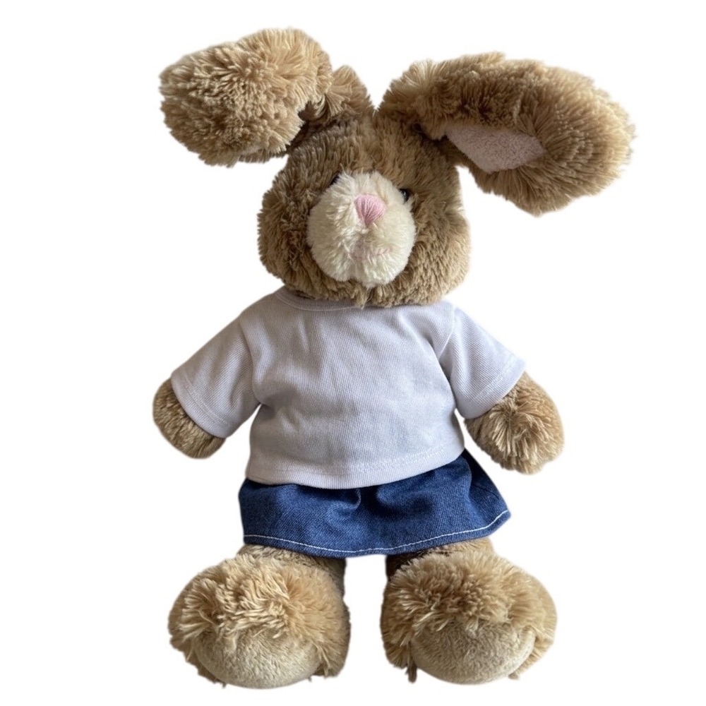 Build A Bear Workshop Bunny Plush White Shirt Denim Skirt Hello Kitty Underwear